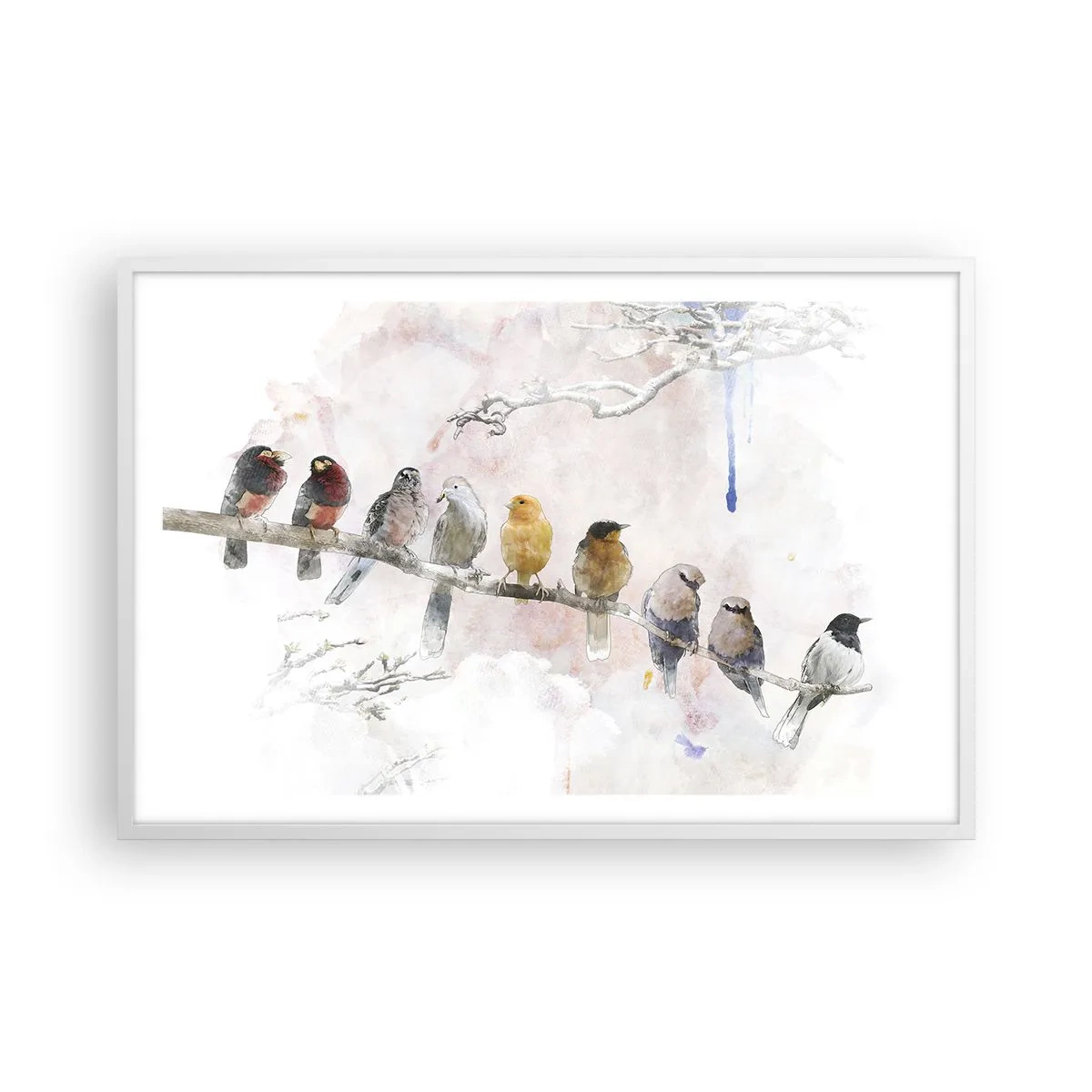 Póster en marco blanco - Reunión alada - 91x61 cm