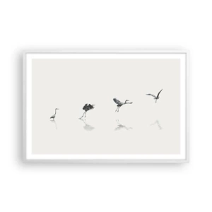 Póster en marco blanco - Cuatro sencillos pasos para despegar - 91x61 cm