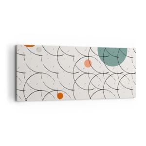 Cuadro sobre lienzo - Impresión de Imagen - Patrón geométrico con círculos de colores sobre un fondo claro. - 120x50cm - Con espíritu pop-art - Decoración de pared moderna para salón y dormitorio ARTTOR