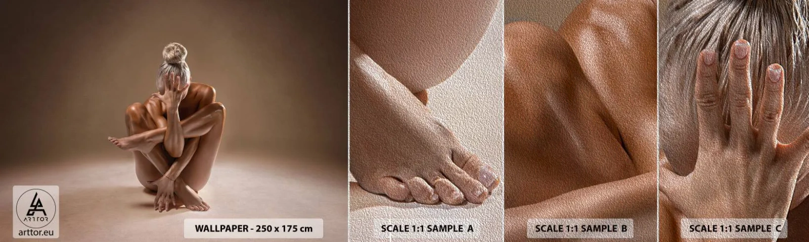 Muestra de fotomural Premium Sand - Unidad de cuerpo y espíritu - Cuerpo, Mujer, Modelo - 100x30 cm