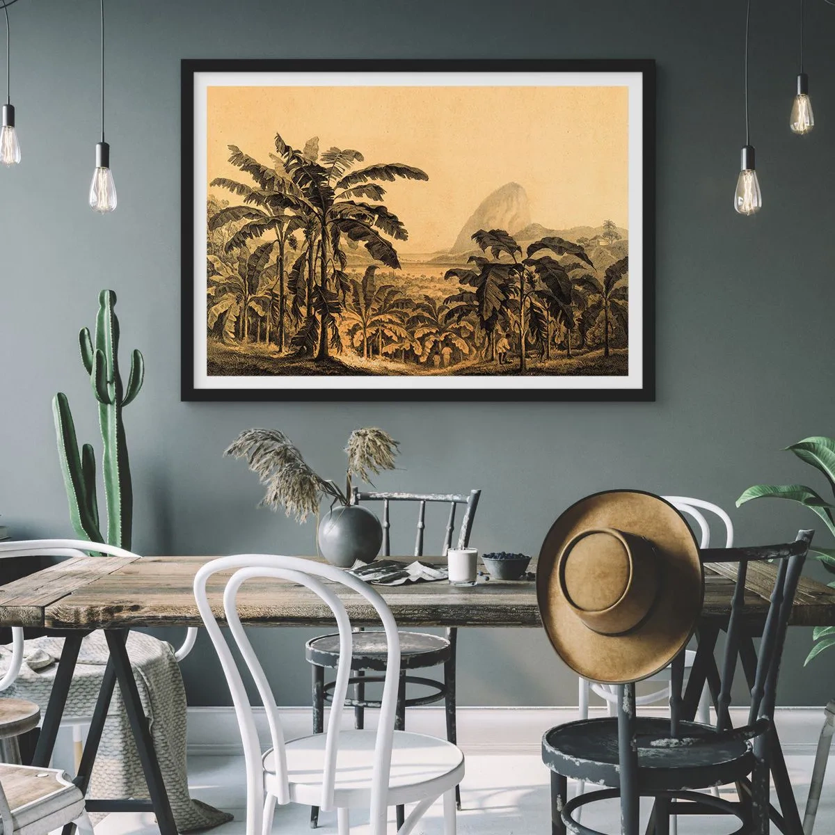 Póster en marco negro - En un ambiente colonial - 40x30 cm