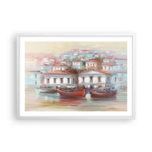 Póster en marco blanco - Ciudad feliz - 70x50 cm