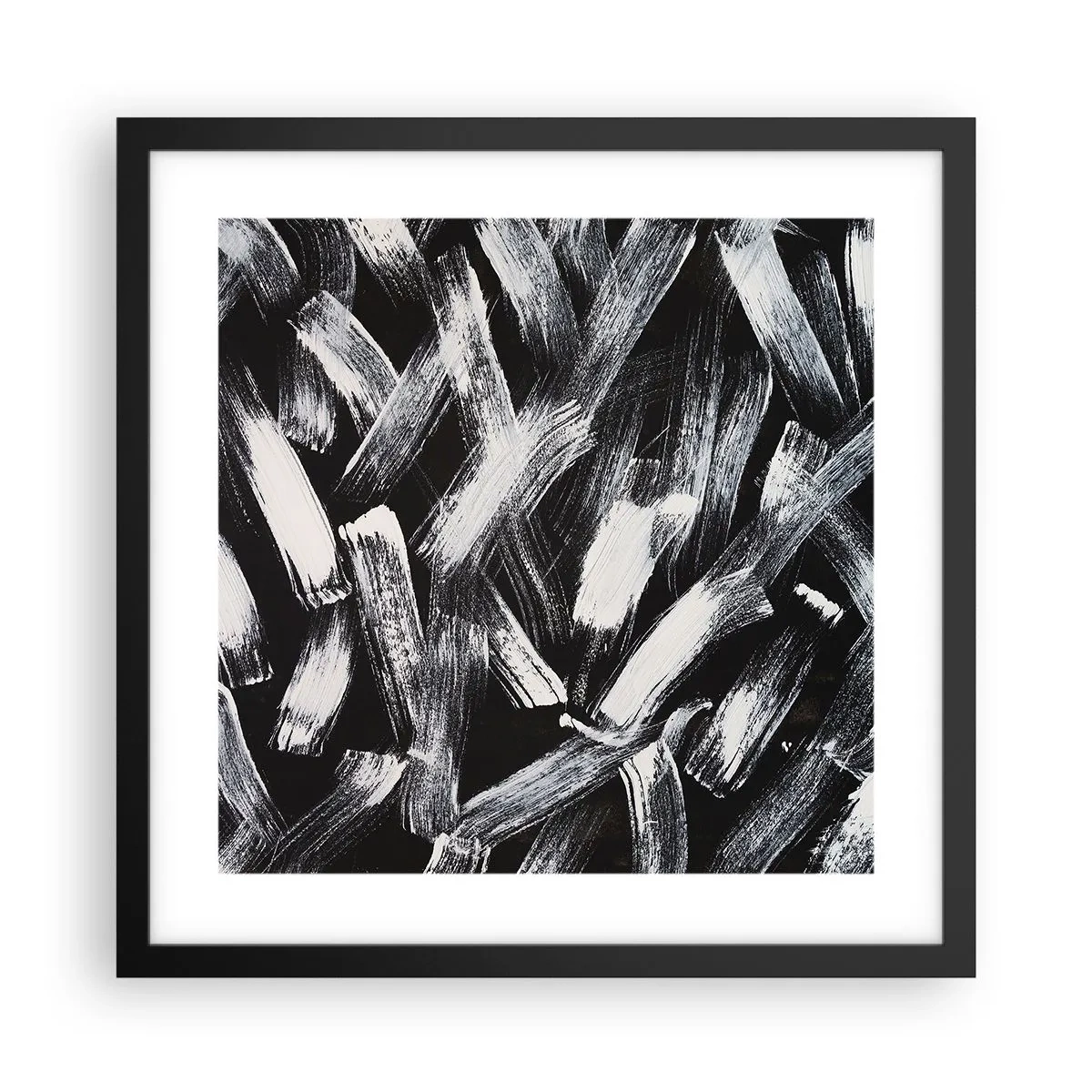 Póster en marco negro - Abstracción en el espíritu industrial - 40x40 cm