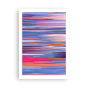 Póster - Líneas horizontales abstractas en tonos azul y rosa. - 50x70cm - Ascensión - Decoración de pared moderna para salón y dormitorio ARTTOR