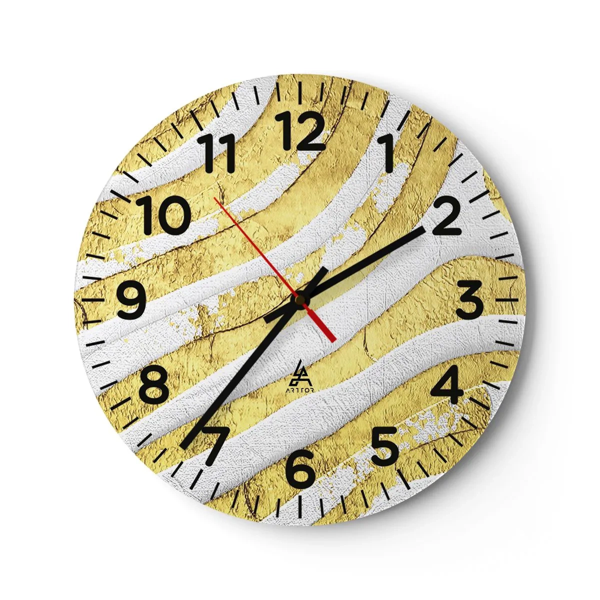 Reloj de pared - Reloj de vidrio - Una composición en blanco y oro - 30x30 cm