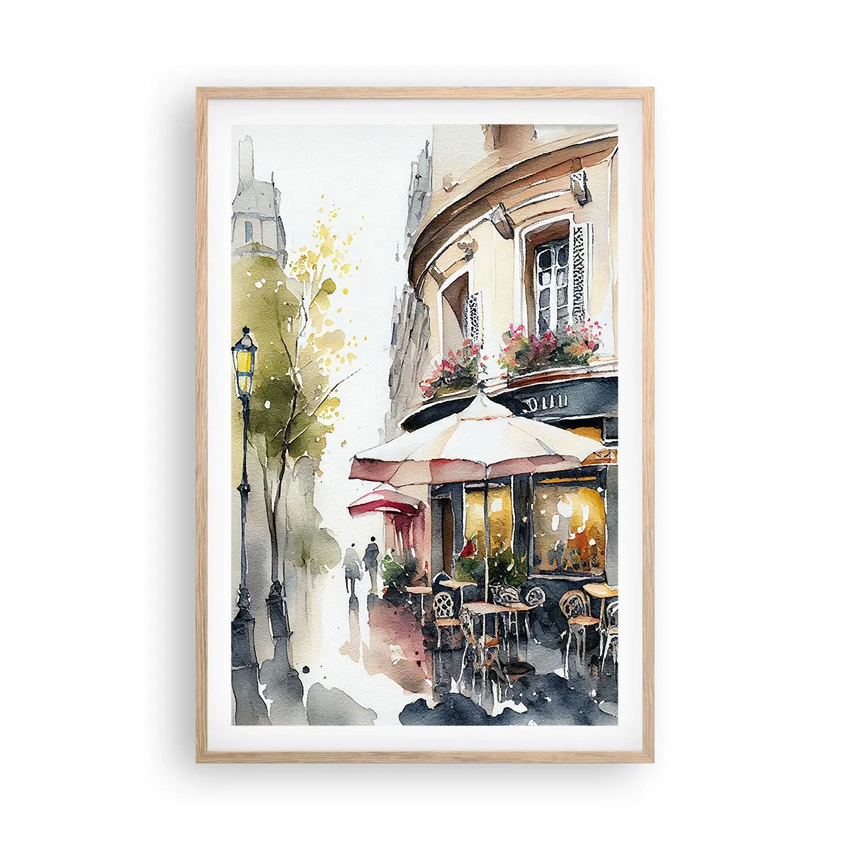 Póster en marco roble claro - Una mañana parisina - 61x91 cm