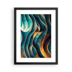 Póster en marco negro - Meandros de azul - 30x40 cm