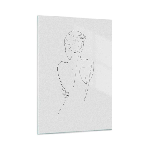 Cuadro sobre vidrio - Impresiones sobre Vidrio - Un delicado boceto de una sola línea de una mujer de espaldas. - 50x70cm - Música del cuerpo - Decoración de pared moderna para salón y dormitorio ARTTOR