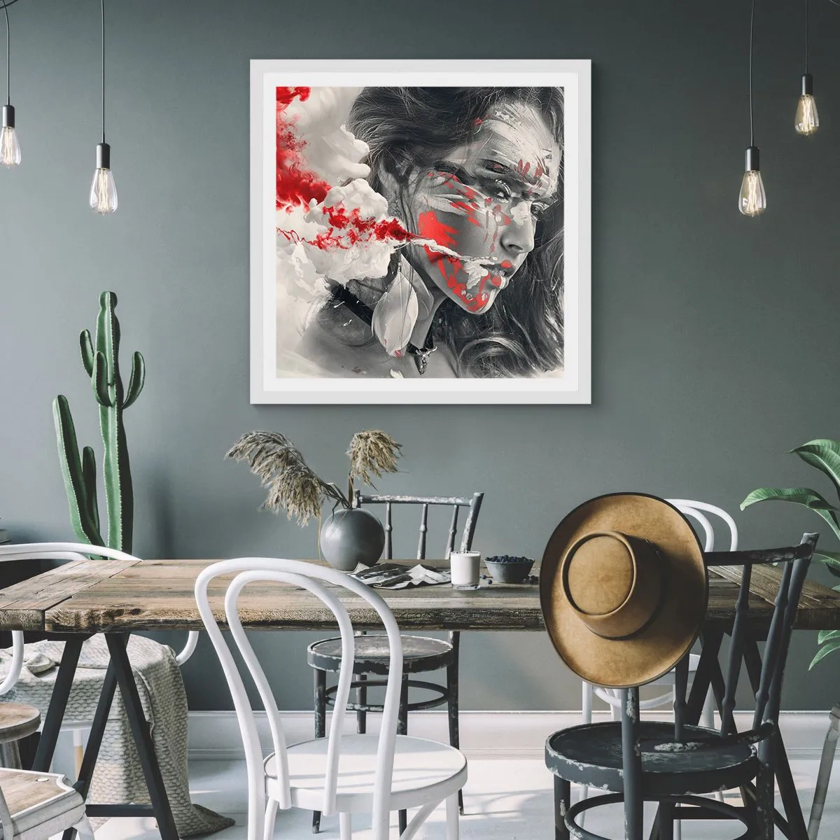 Póster en marco blanco - En los humos del absurdo - 50x50 cm