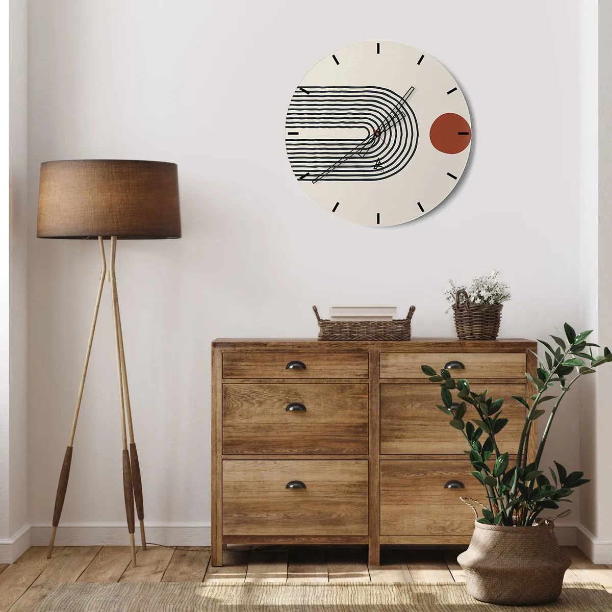 Reloj de pared - Reloj de vidrio - Magnetismo de formas y colores - 30x30 cm