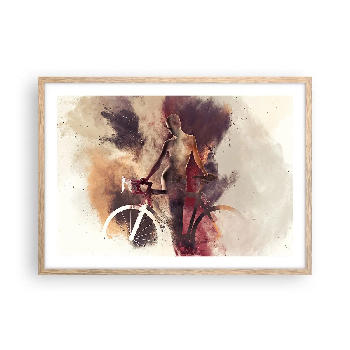 Póster en marco roble claro - En las formas de mármol un alma ciclista - 70x50 cm