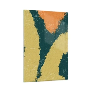 Cuadro sobre vidrio - Impresiones sobre Vidrio - Manchas abstractas en colores terrosos y verdes - 80x120cm - Abstracción - a cámara lenta - Decoración de pared moderna para salón y dormitorio ARTTOR