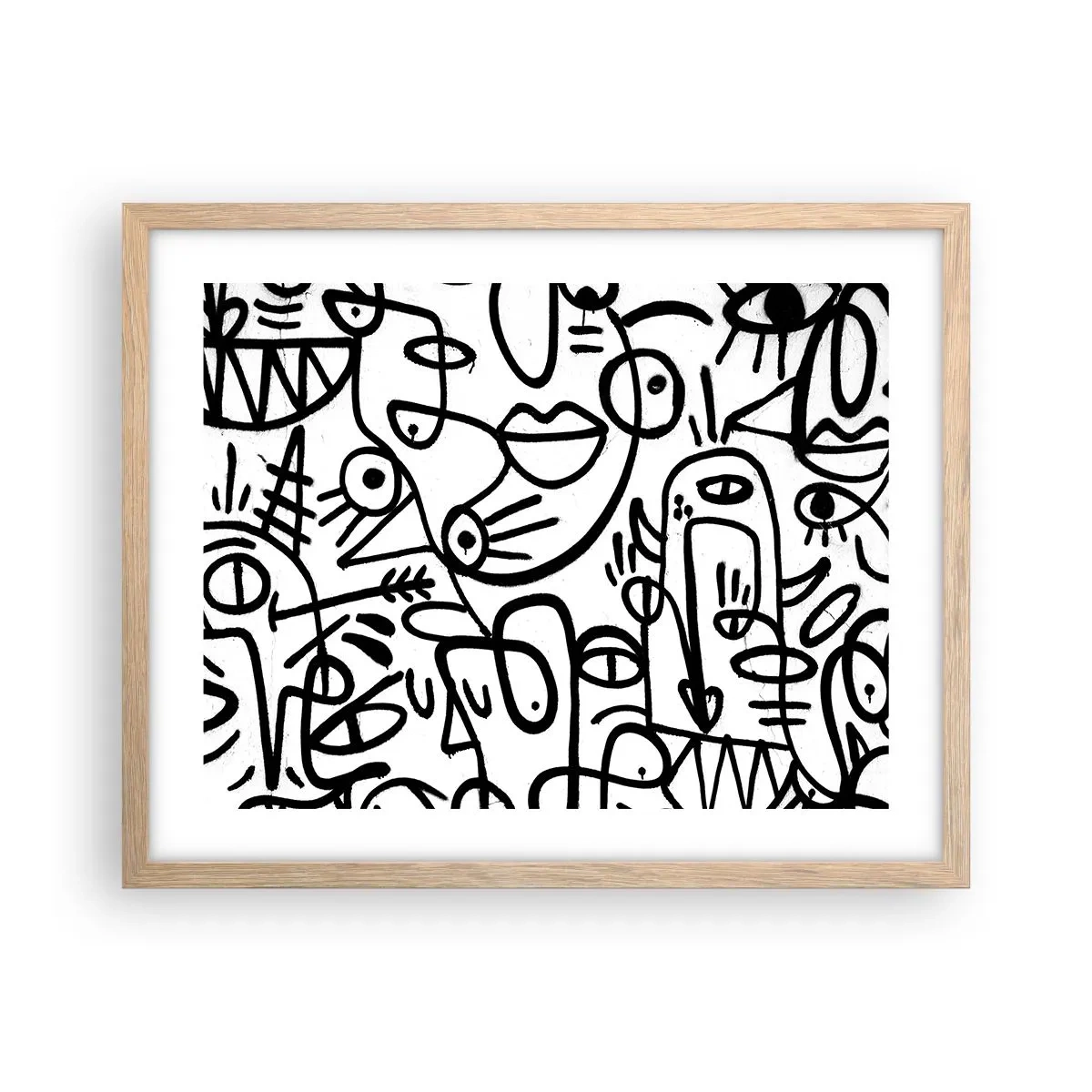 Póster en marco roble claro - Rostros y espejismos - 50x40 cm