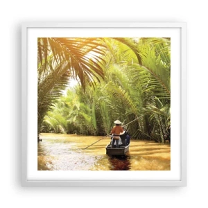 Póster en marco blanco - En un túnel de palmeras - 50x50 cm