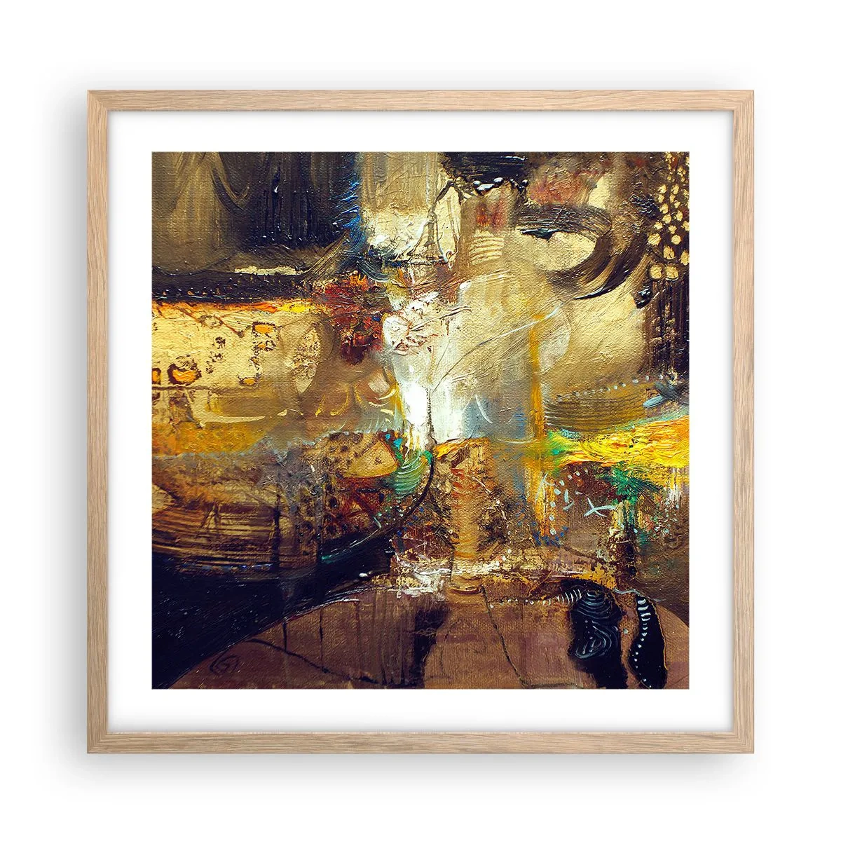 Póster en marco roble claro - Frío, templado, caliente - 50x50 cm