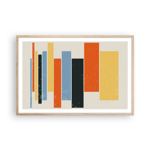 Póster en marco roble claro - Barras multicolor - 91x61 cm