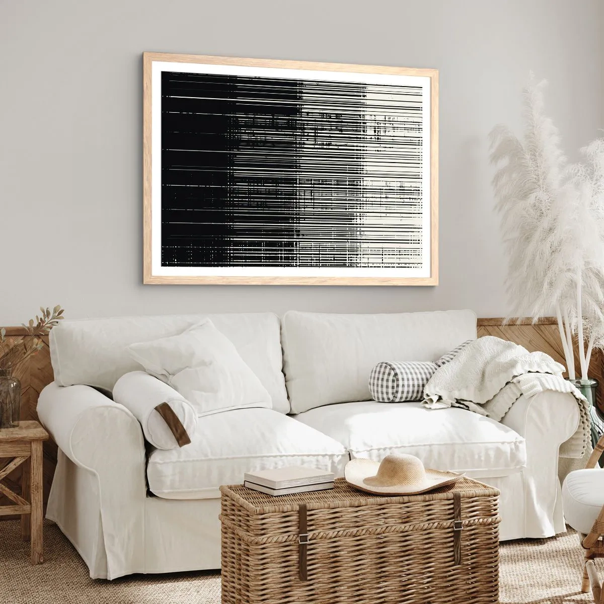 Póster en marco roble claro - Ondas y vibraciones - 100x70 cm
