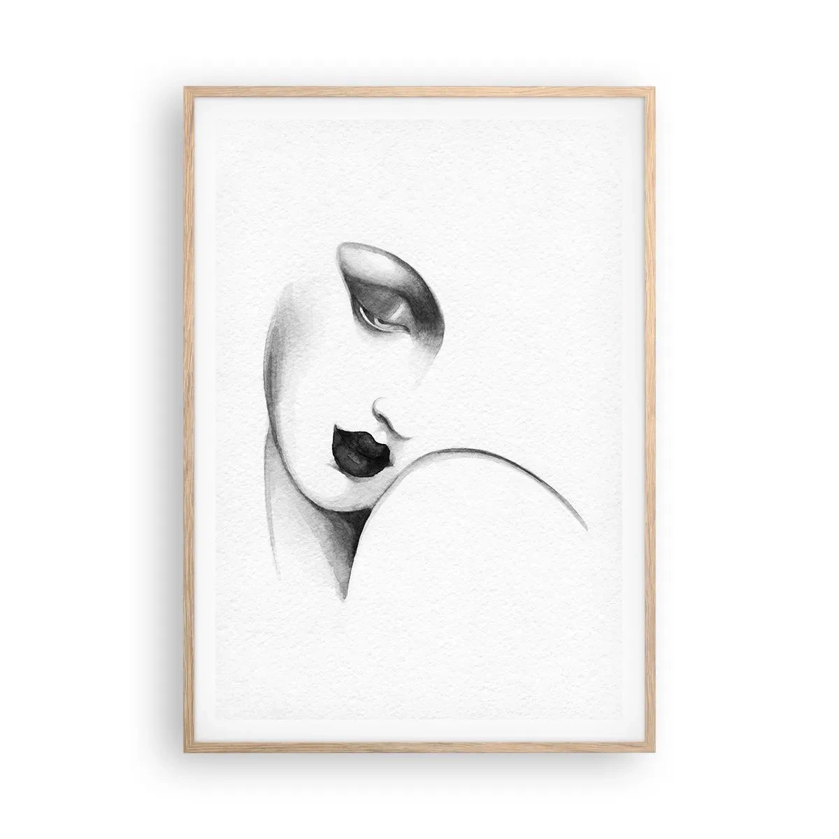 Póster en marco roble claro - Pensativa - 70x100 cm