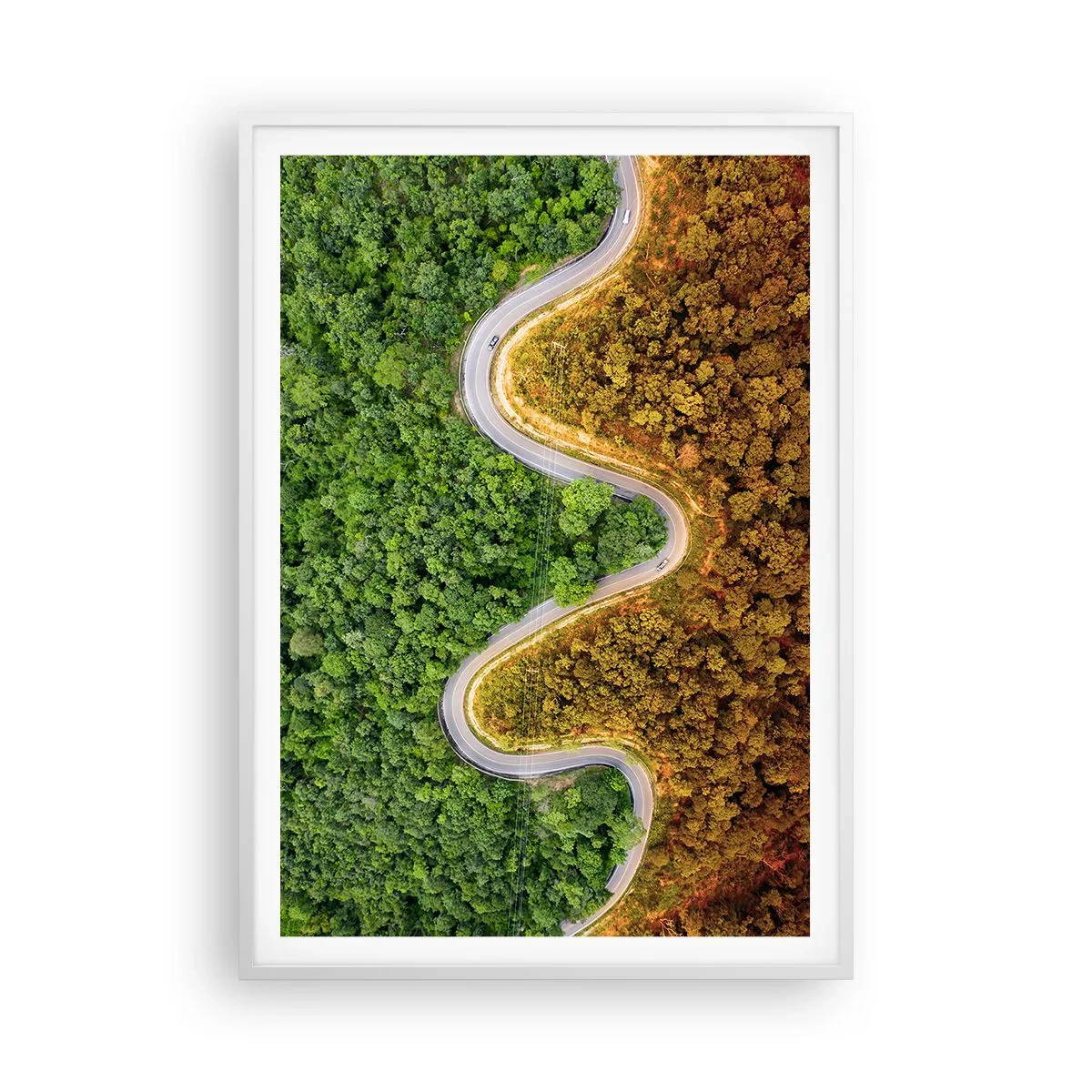 Póster en marco blanco - Frontera serpenteante - 70x100 cm