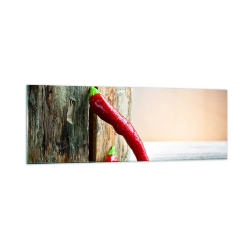 Cuadro sobre vidrio - Impresiones sobre Vidrio - Pimientos rojos picantes - 90x30 cm