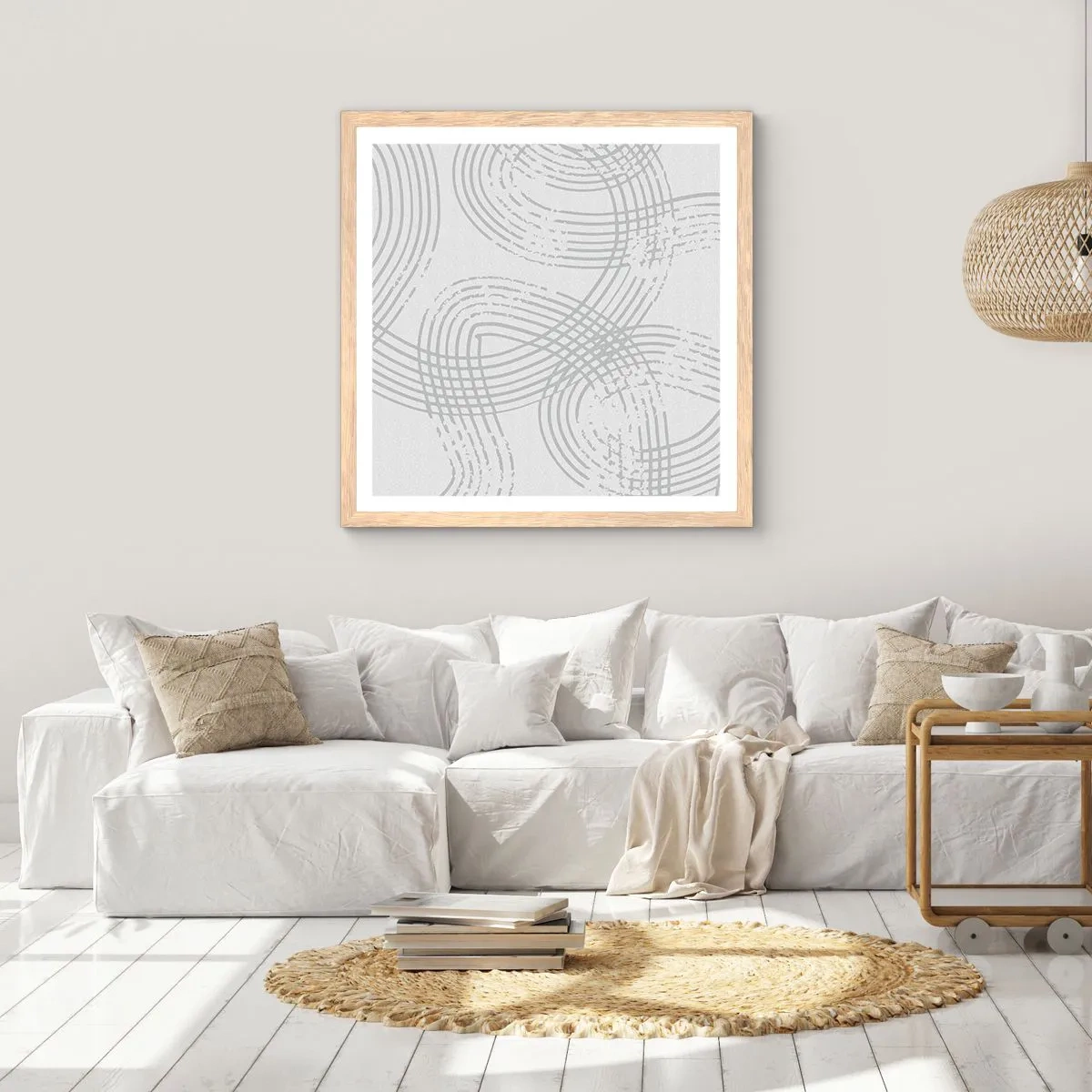 Póster en marco roble claro - No hay camino recto - 40x40 cm