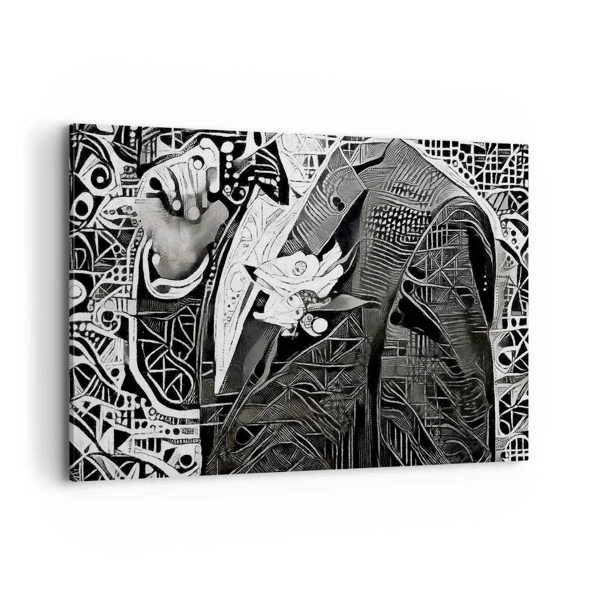 Cuadro sobre lienzo - Impresión de Imagen - Elegante abstracción de un hombre con traje en blanco y negro. - 120x80cm - Solo un hombre aparentemente gris - Decoración de pared moderna para salón y dormitorio ARTTOR