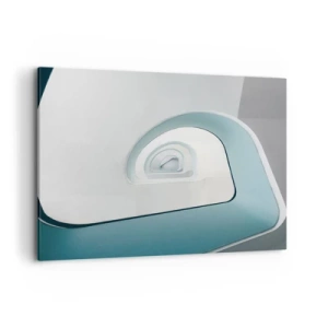 Cuadro sobre lienzo - Impresión de Imagen - Arquitectura minimalista con líneas redondeadas. - 100x70cm - Espiral del río azul - Decoración de pared moderna para salón y dormitorio ARTTOR