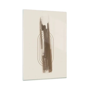 Cuadro sobre vidrio - Impresiones sobre Vidrio - Una composición minimalista en tonos beige y gris con un patrón geométrico. - 80x120cm - Un soplo de gris - Decoración de pared moderna para salón y dormitorio ARTTOR