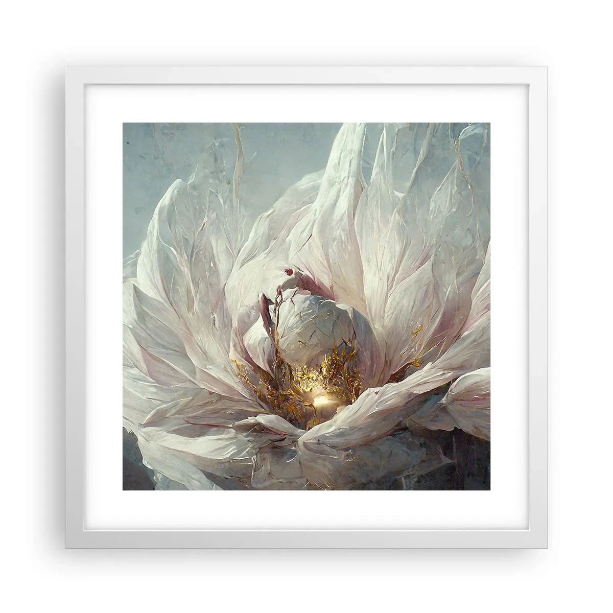 Póster en marco blanco - Florece una vez cada cien años - 40x40 cm