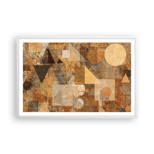 Póster en marco blanco - Estudio cubista en bronce - 91x61 cm
