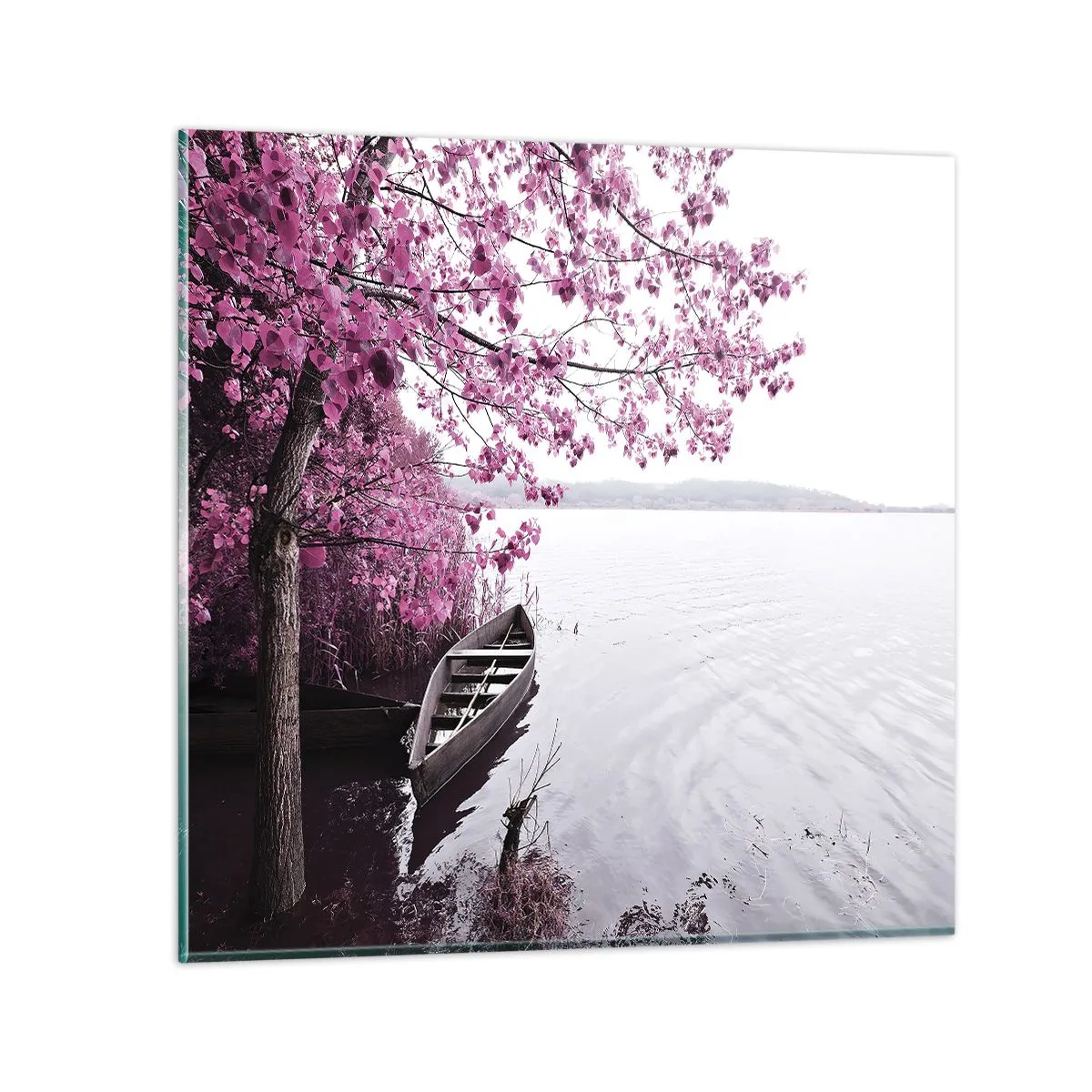 Cuadro sobre vidrio - Impresiones sobre Vidrio - En el silencio rosa - 60x60 cm