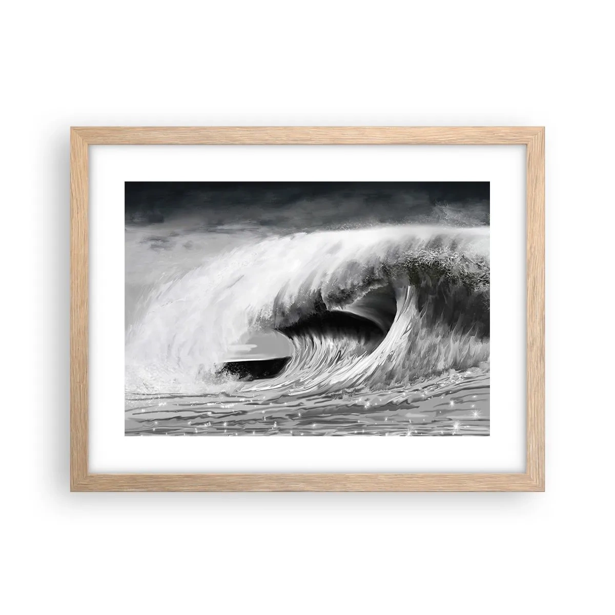 Póster en marco roble claro - La ira del océano - 40x30 cm