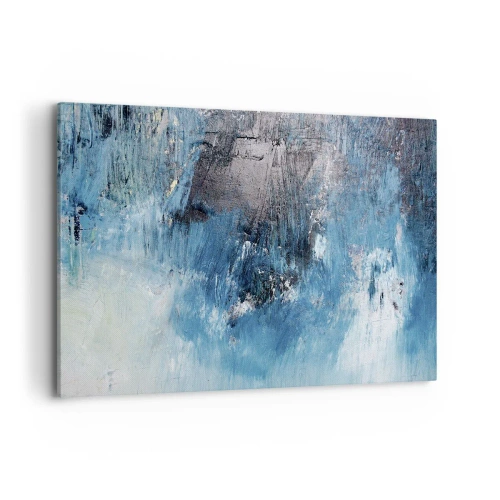 Cuadro sobre lienzo - Impresión de Imagen - Pinceladas abstractas en tonos azules - 120x80cm - Rapsodia celeste - Decoración de pared moderna para salón y dormitorio ARTTOR