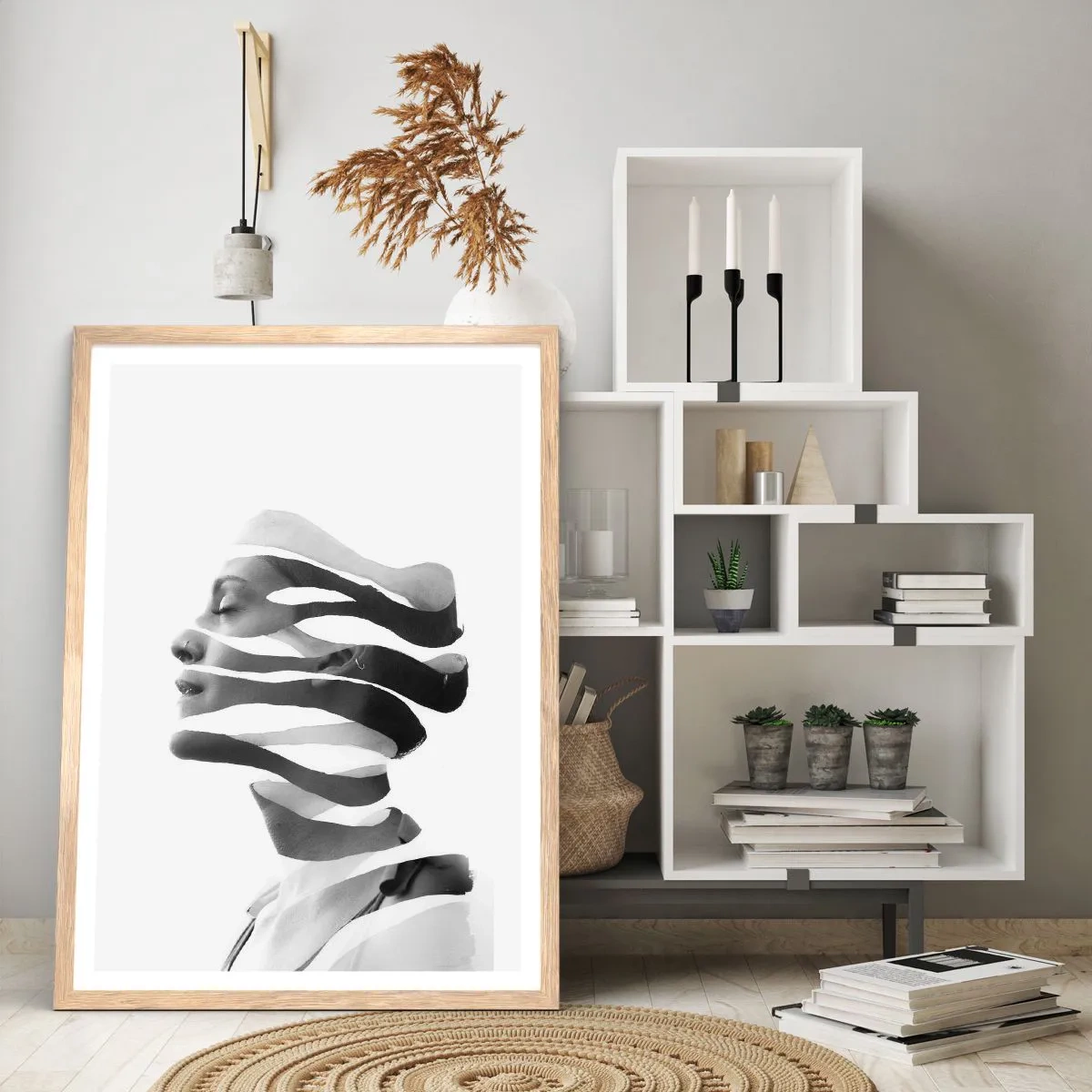 Póster en marco roble claro - Retrato surrealista - 30x40 cm