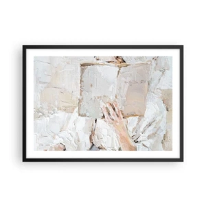 Póster en marco negro - Una pintura impresionista de una mano sosteniendo un libro abierto. - 70x50cm - En otro mundo - Decoración de pared moderna para salón y dormitorio ARTTOR