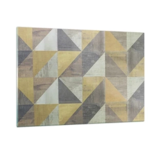 Cuadro sobre vidrio - Impresiones sobre Vidrio - Patrón geométrico de triángulos en colores tenues. - 120x80cm - El arte de los triángulos - Decoración de pared moderna para salón y dormitorio ARTTOR