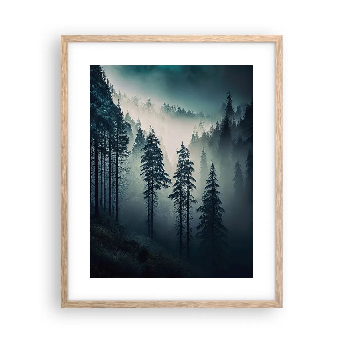 Póster en marco roble claro - Mañana de montaña - 40x50 cm