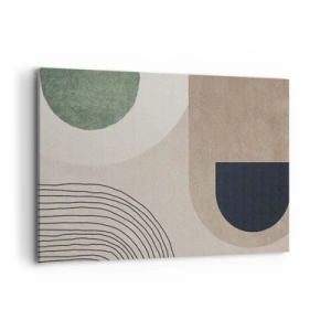 Cuadro sobre lienzo - Impresión de Imagen - Formas geométricas en tonos beige y verde. - 100x70cm - La delicadeza de un óvalo - Decoración de pared moderna para salón y dormitorio ARTTOR