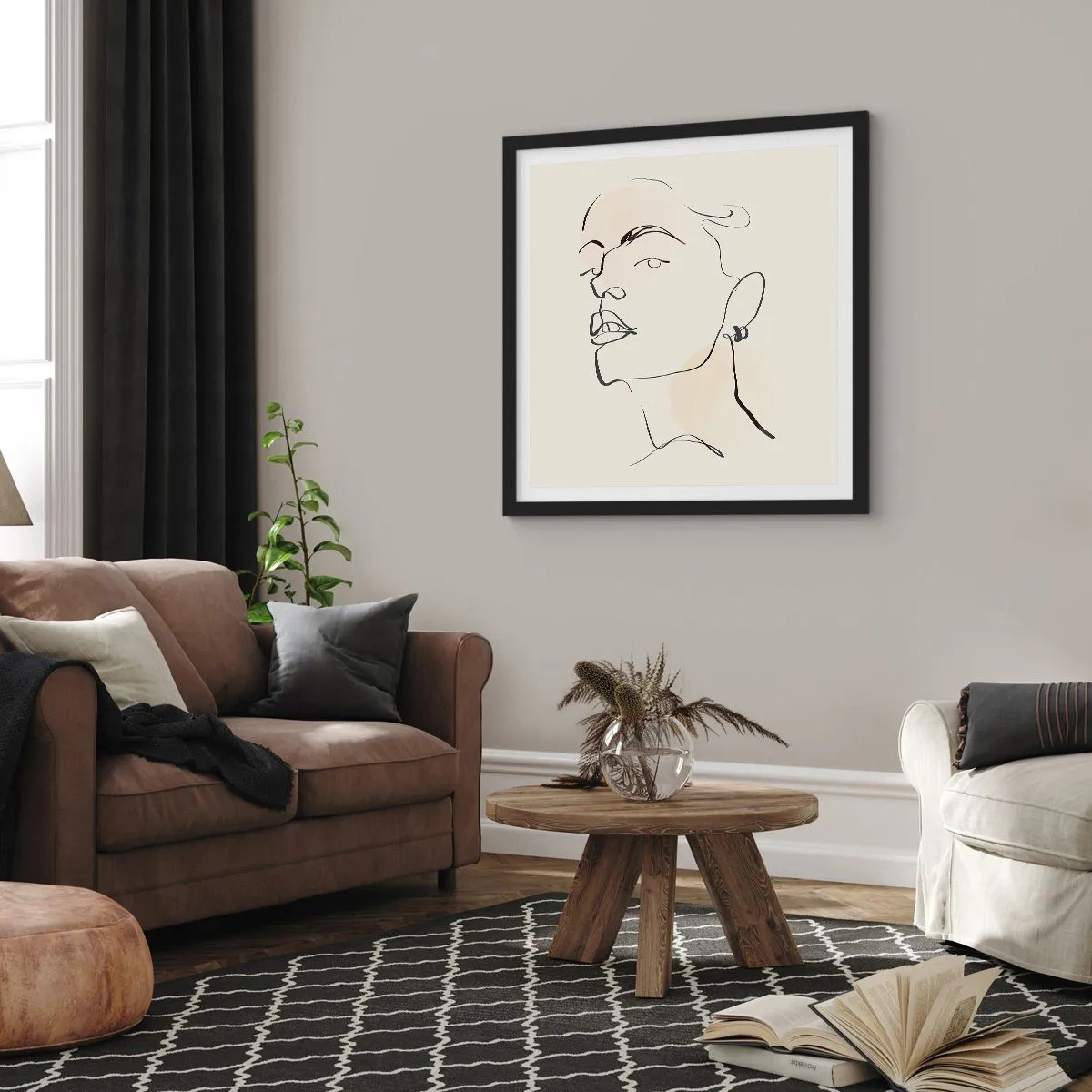 Póster en marco negro - Una mirada orgullosa - 40x40 cm