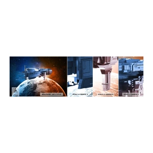 Muestra De Fotomural Standard Eco - Un observador atento - Cosmos, Astronave, Lanzadera - 100x30 cm