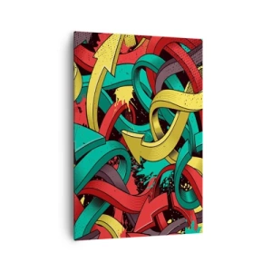 Cuadro sobre lienzo - Impresión de Imagen - Flechas abstractas en colores vibrantes que crean caos. - 70x100cm - ¿Qué camino tomar? - Decoración de pared moderna para salón y dormitorio ARTTOR