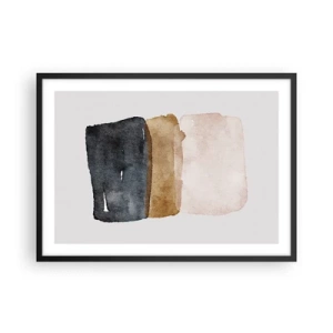 Póster en marco negro - Una composición minimalista de tres rectángulos en tonos tierra. - 70x50cm - Una composición de colores tierra - Decoración de pared moderna para salón y dormitorio ARTTOR