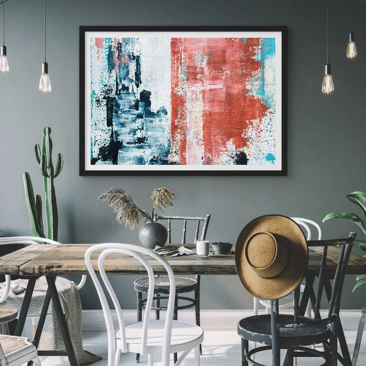Póster en marco negro - Mitad abstracción, mitad abstracción - 91x61 cm