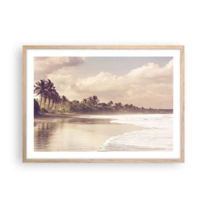 Póster en marco roble claro - La caricia de las olas - 70x50 cm