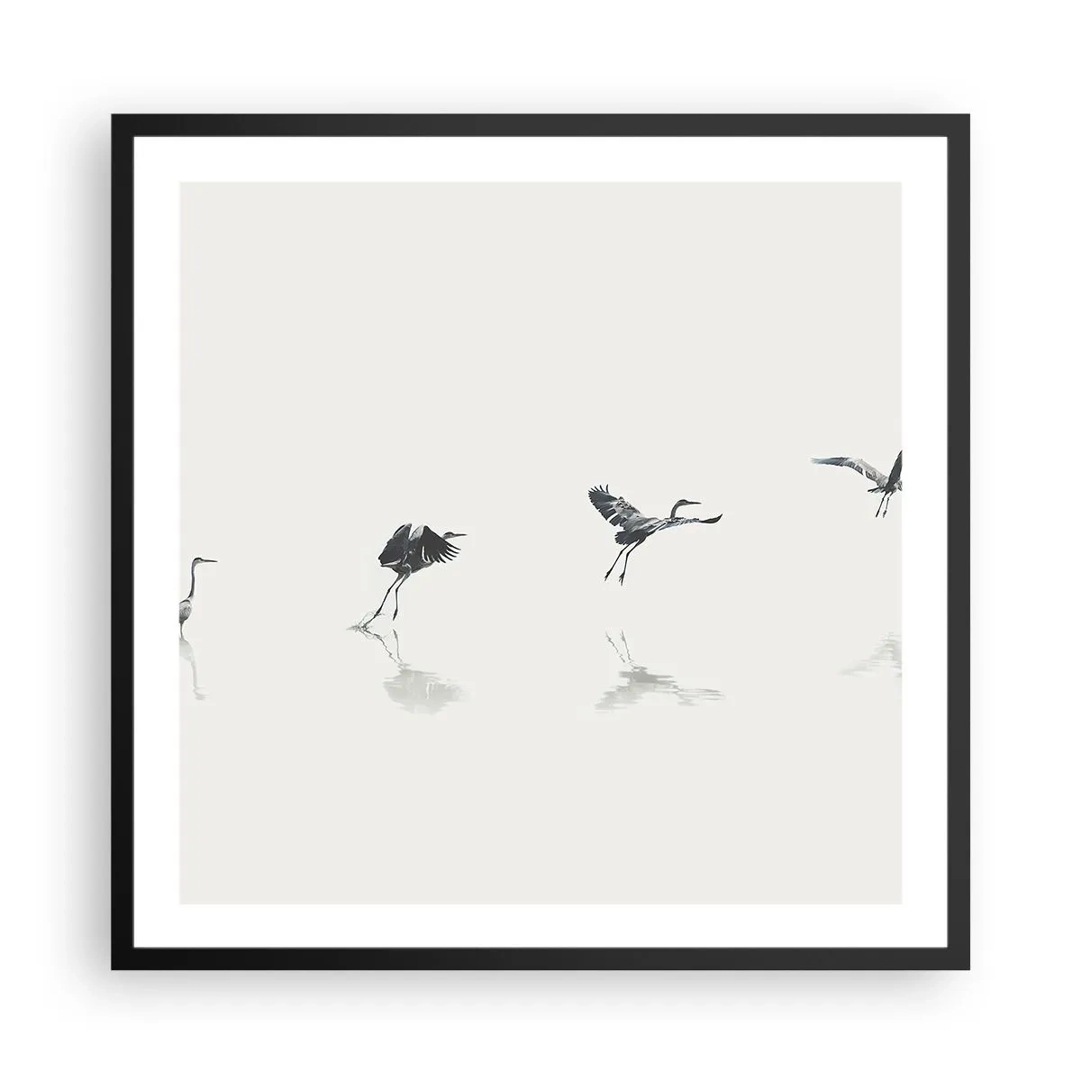 Póster en marco negro - Cuatro sencillos pasos para despegar - 60x60 cm