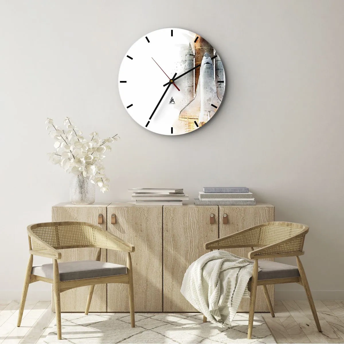 Reloj de pared - Reloj de vidrio - El comienzo de la exploración - 40x40 cm