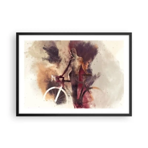 Póster en marco negro - Silueta abstracta con una bicicleta en estilo artístico. - 70x50cm - En las formas de mármol un alma ciclista - Decoración de pared moderna para salón y dormitorio ARTTOR