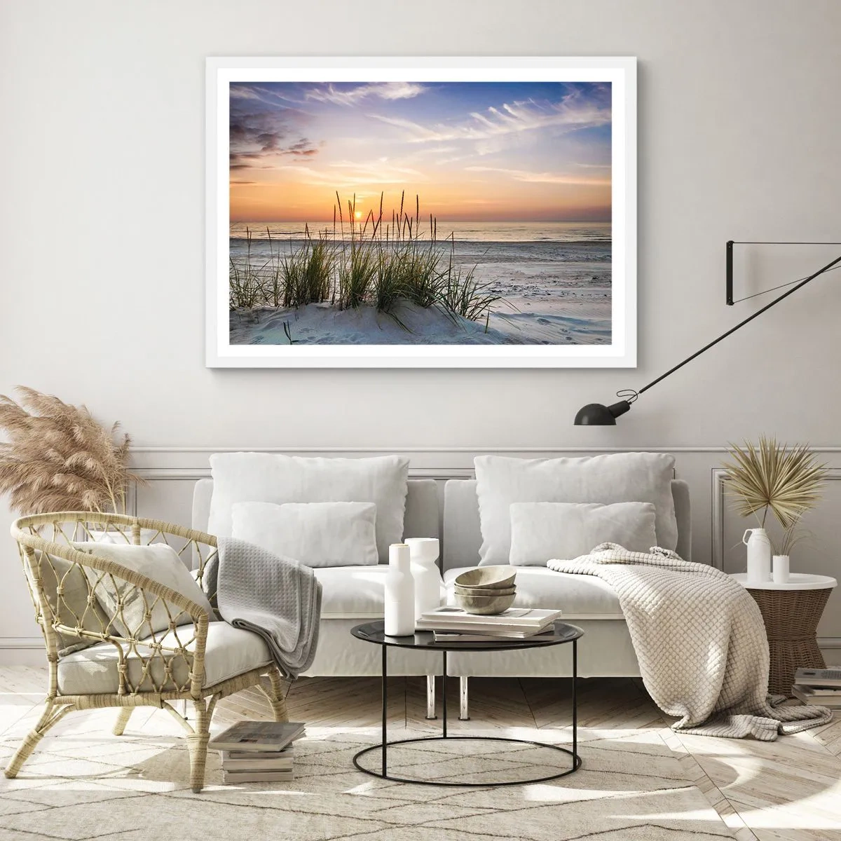 Póster en marco blanco - Mira, piensa, siente - 70x50 cm