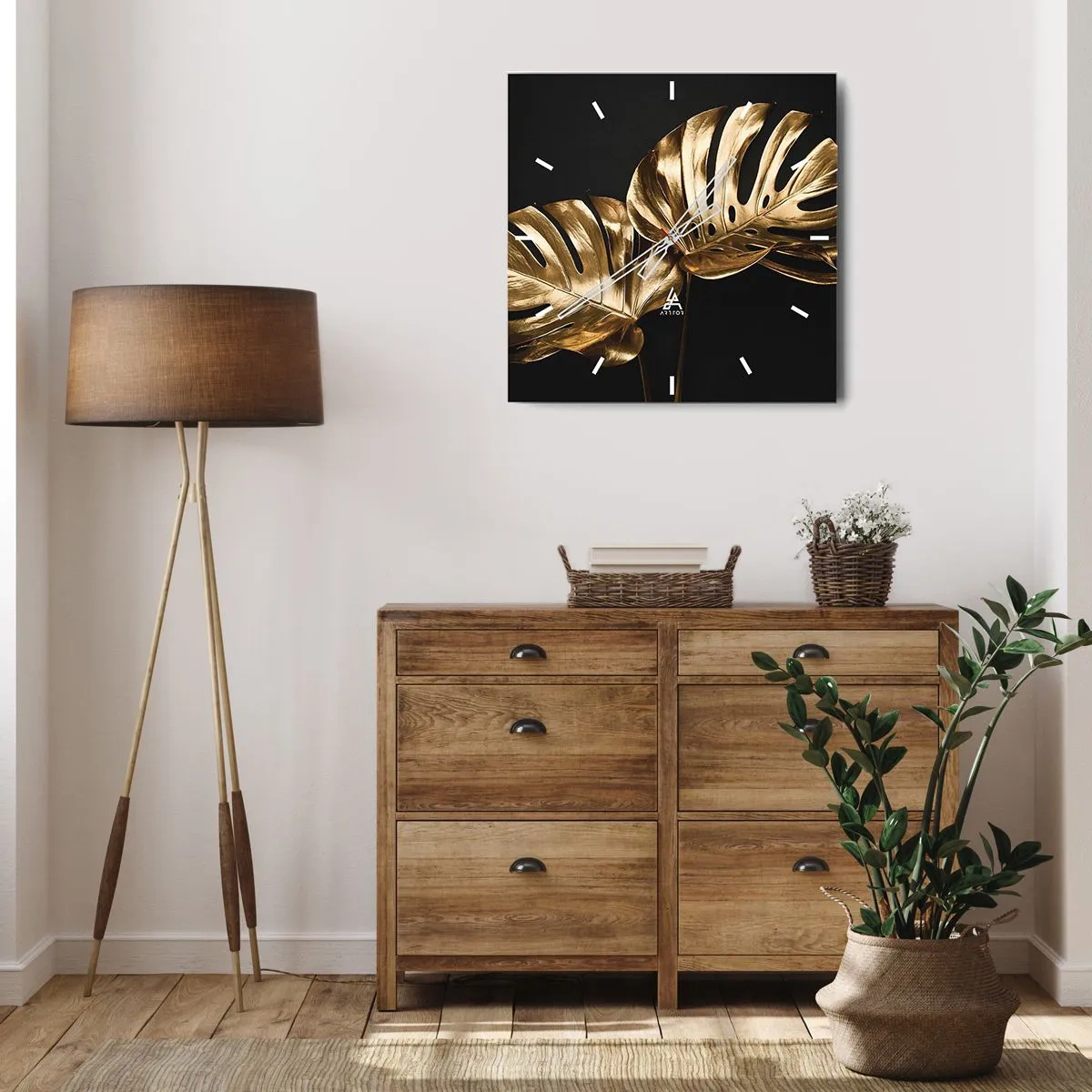 Reloj de pared - Reloj de vidrio - Tesoros de la naturaleza - 30x30 cm