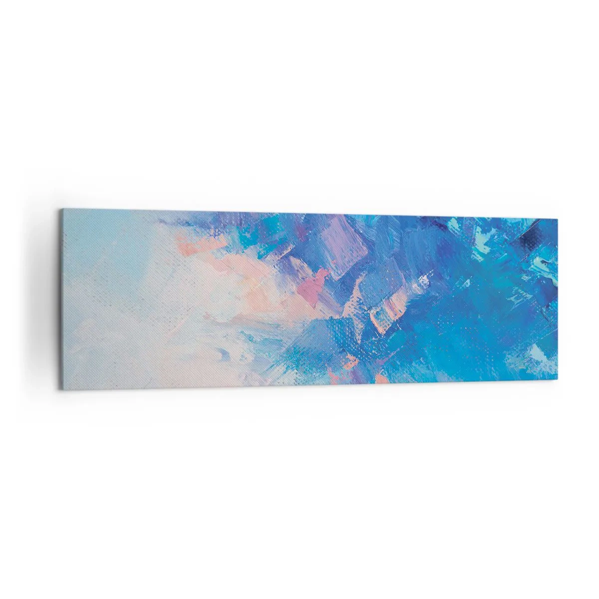 Cuadro sobre lienzo - Impresión de Imagen - Composición abstracta en tonos azules y rosas. - 160x50cm - Abstracción invernal - Decoración de pared moderna para salón y dormitorio ARTTOR